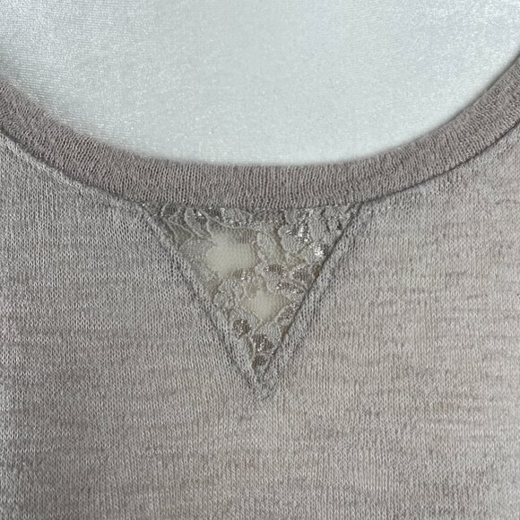 Victorias Secret Sweater Womens M Cream Gray Lace Raglan Pullover Casual Knit - Picture 6 of 11
